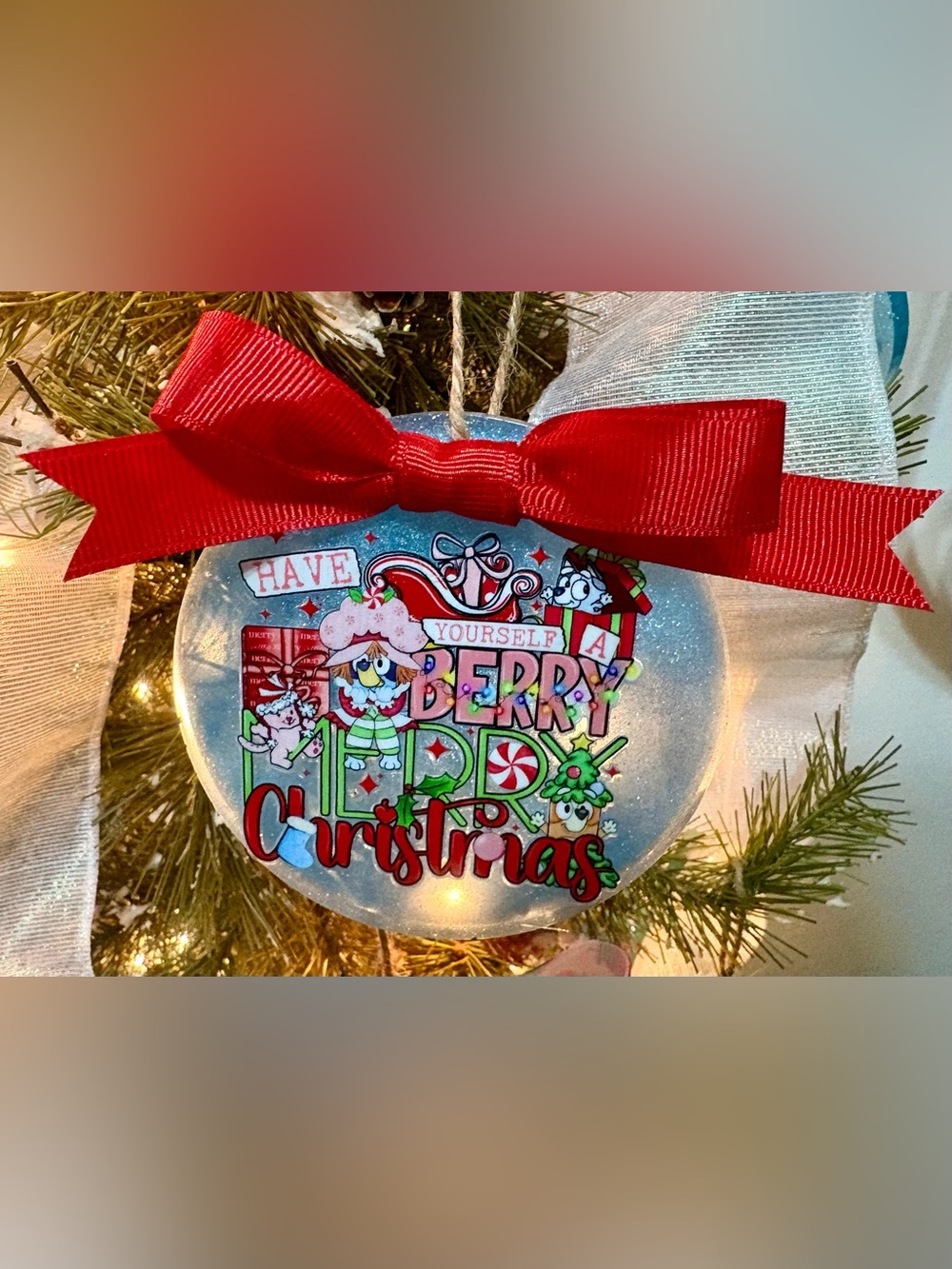 Holiday 'Have Yourself a Berry Merry Christmas' Ornament with Red Bow